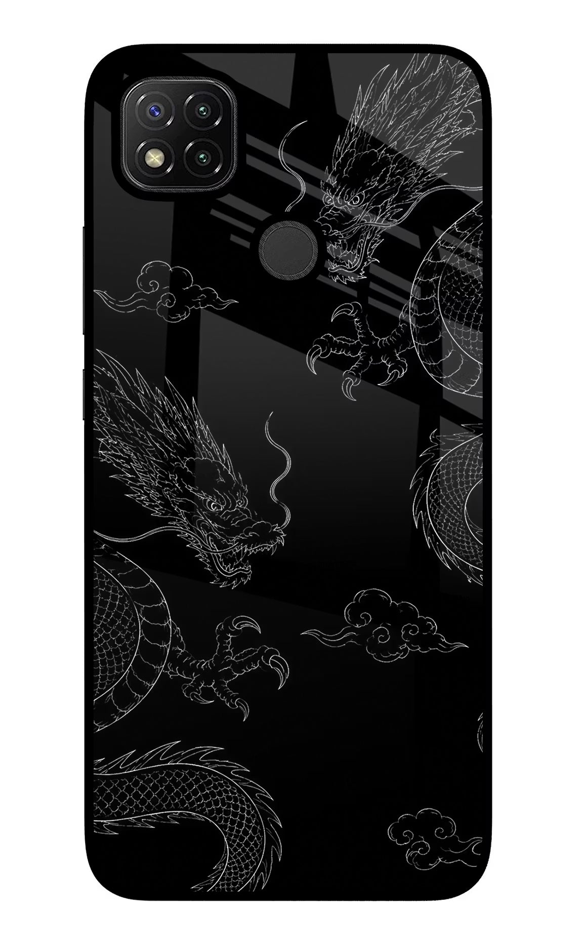 Twin Dragons Redmi 9 Glass Case Back Cover by Casekaro