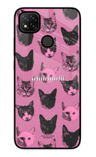 Pink Cats Redmi 9 Glass Case