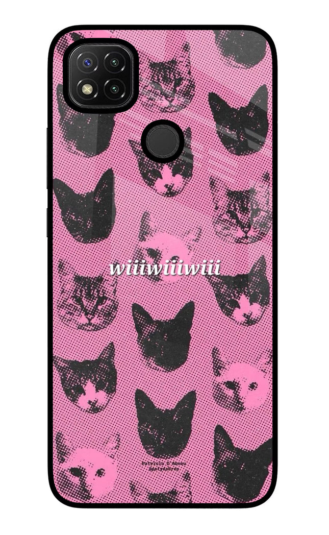 Pink Cats Redmi 9 Glass Case