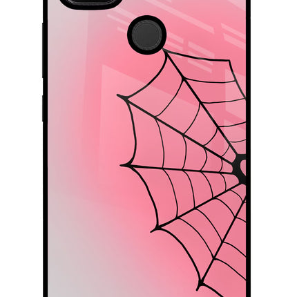 Pink Web Redmi 9 Glass Case