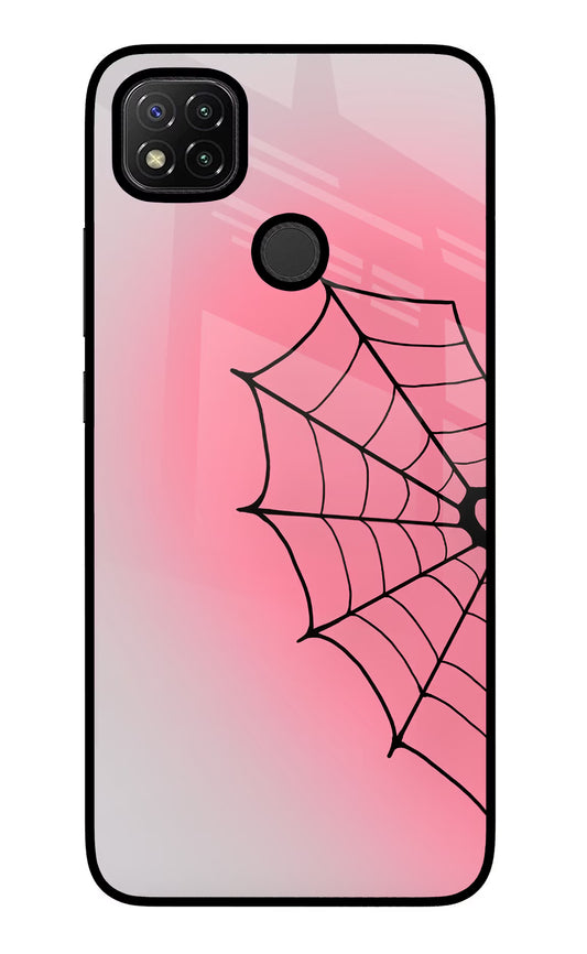 Pink Web Redmi 9 Glass Case