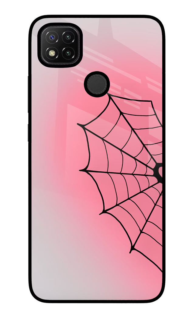 Pink Web Redmi 9 Glass Case