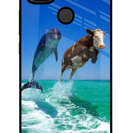 Dolphin vs Cow Redmi 9 Glass Case