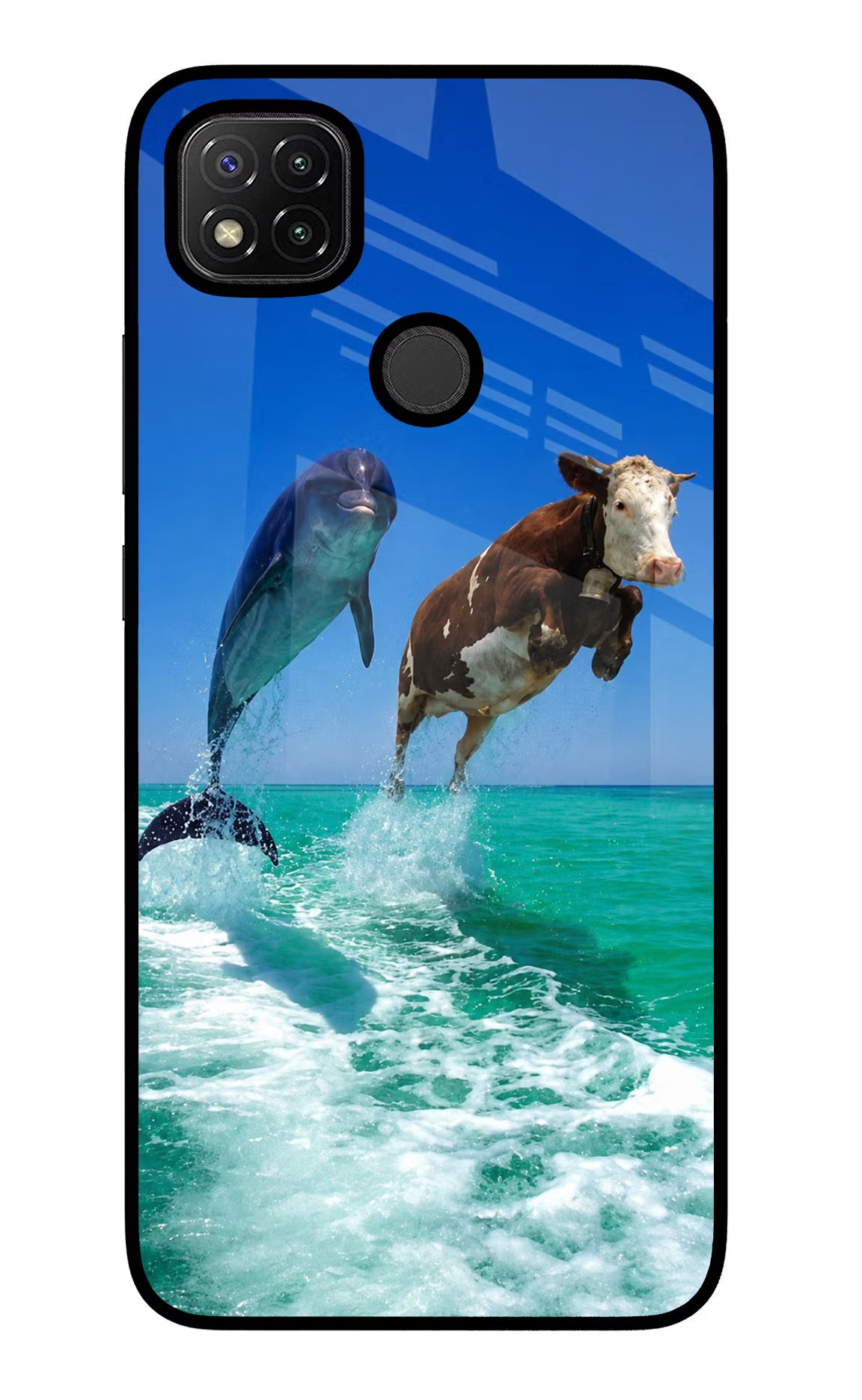 Dolphin vs Cow Redmi 9 Glass Case