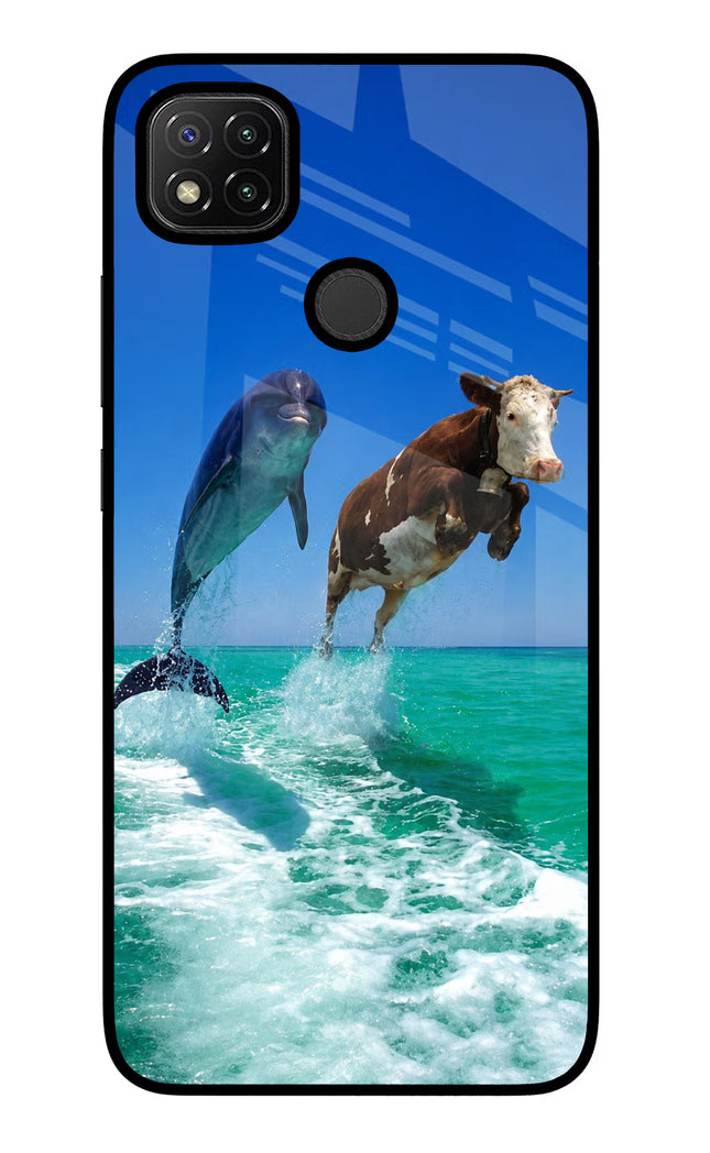 Dolphin vs Cow Redmi 9 Glass Case