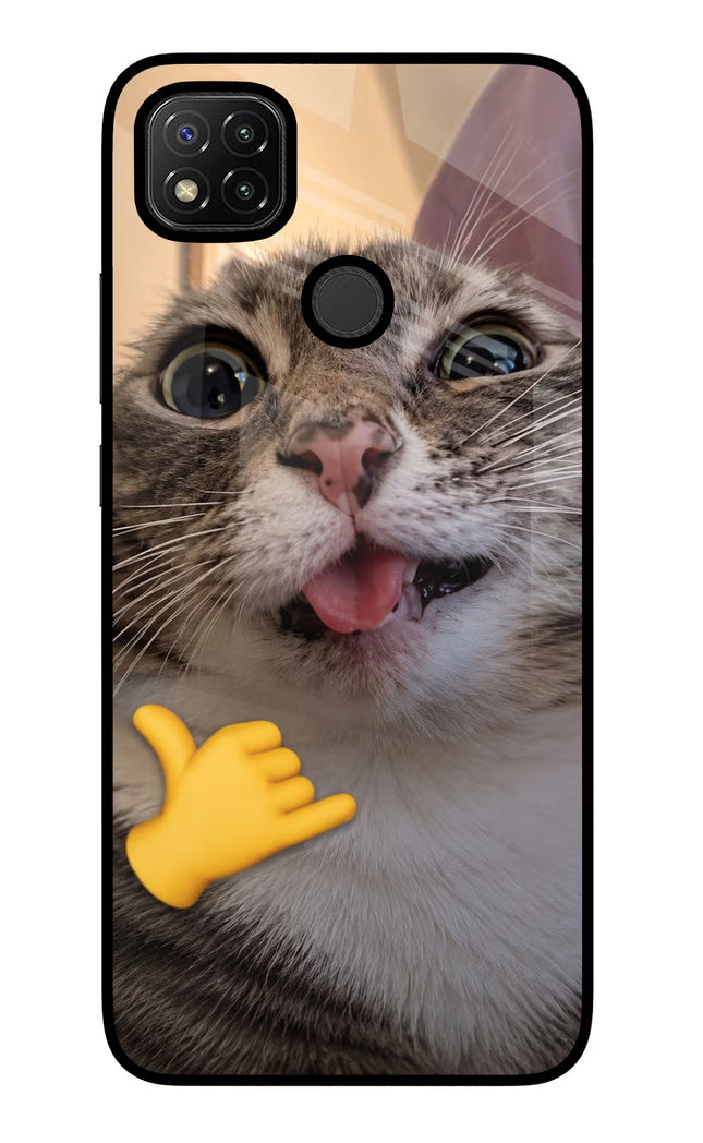 Silly Cat Call Redmi 9 Glass Case