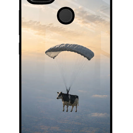 Skydiving Cow Redmi 9 Glass Case
