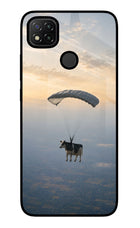Skydiving Cow Redmi 9 Glass Case