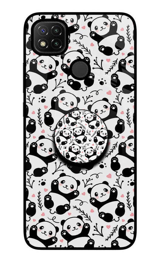 Cute Panda Redmi 9 Glass Case