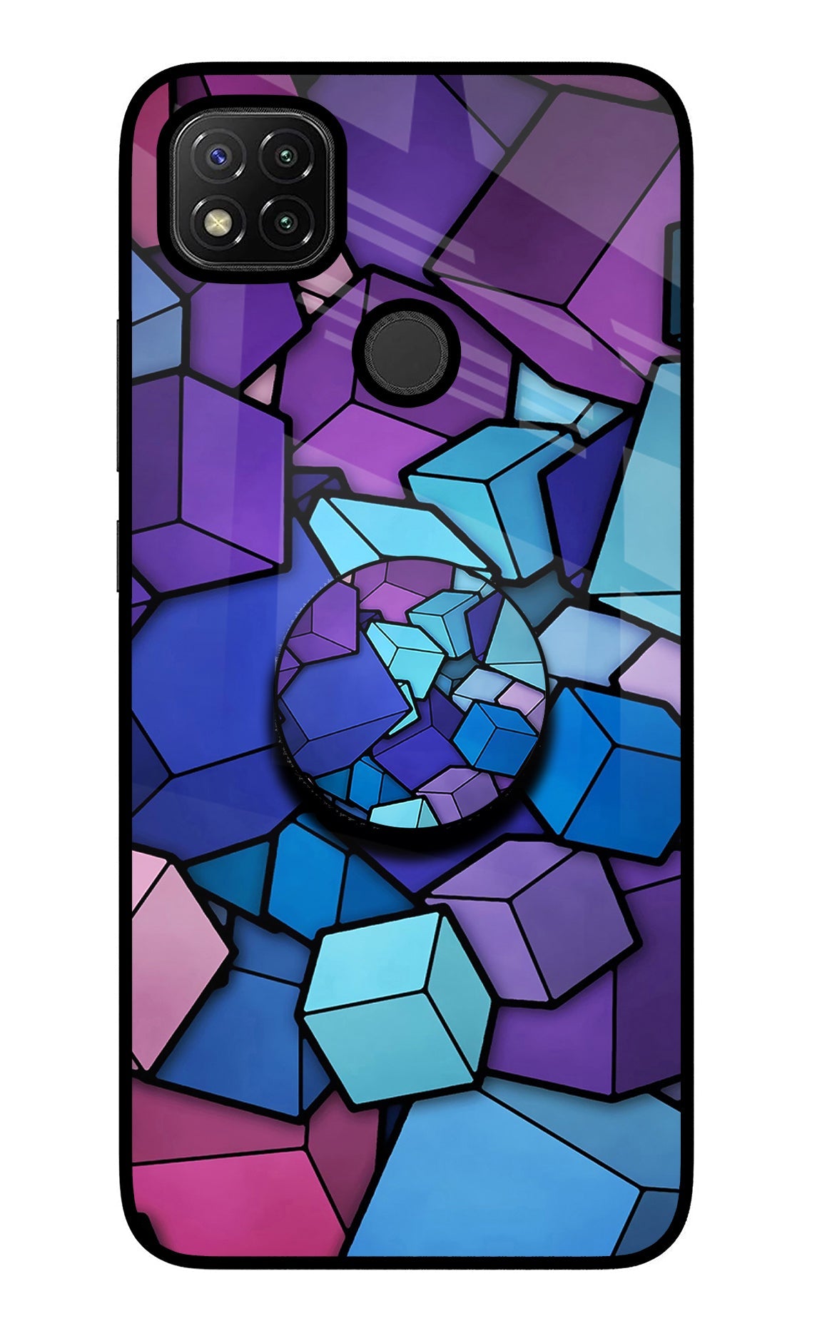 Cubic Abstract Redmi 9 Glass Case