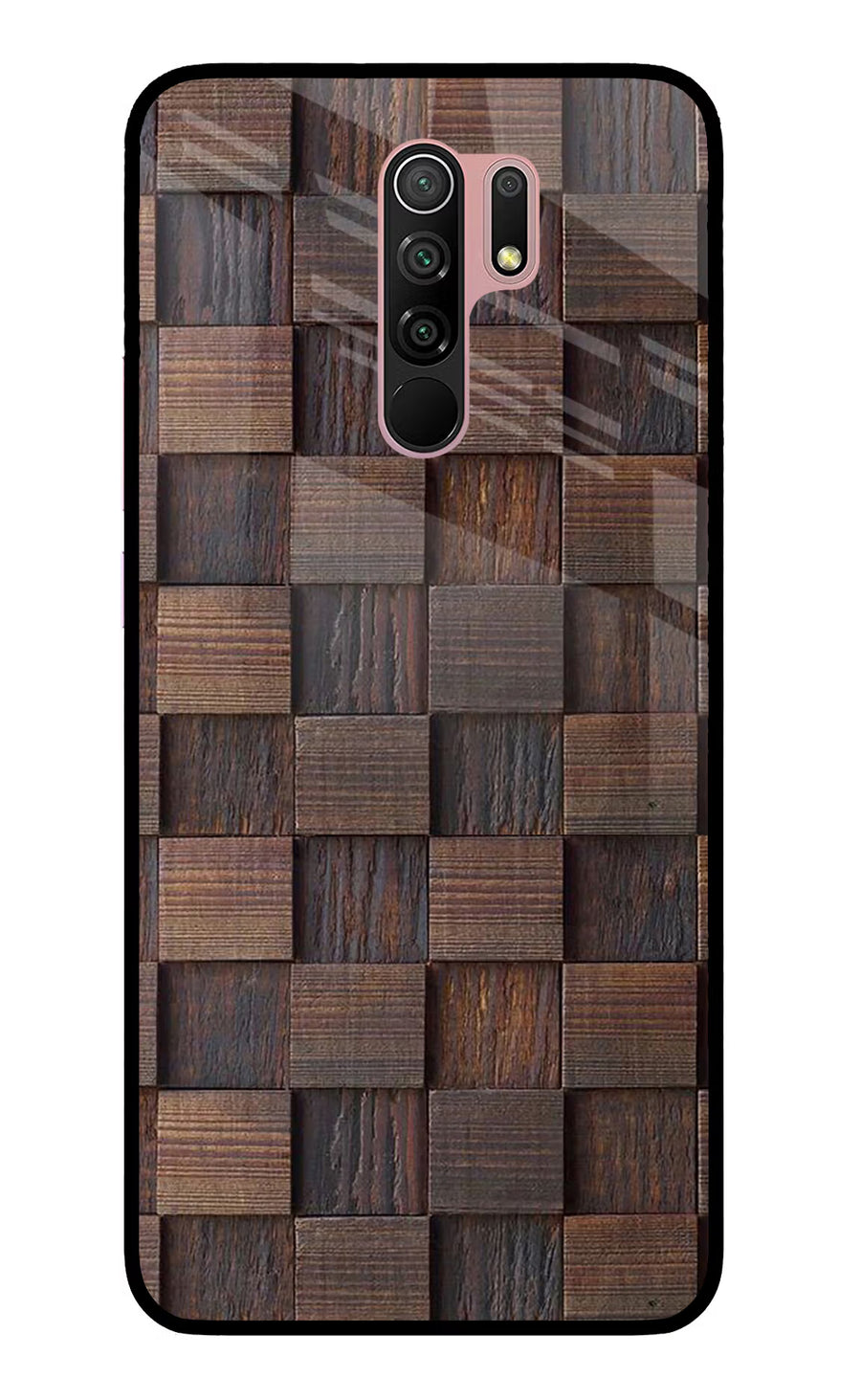 Wooden Cube Design Redmi 9 Prime/Poco M2/M2 reloaded Back Cover, Glass case