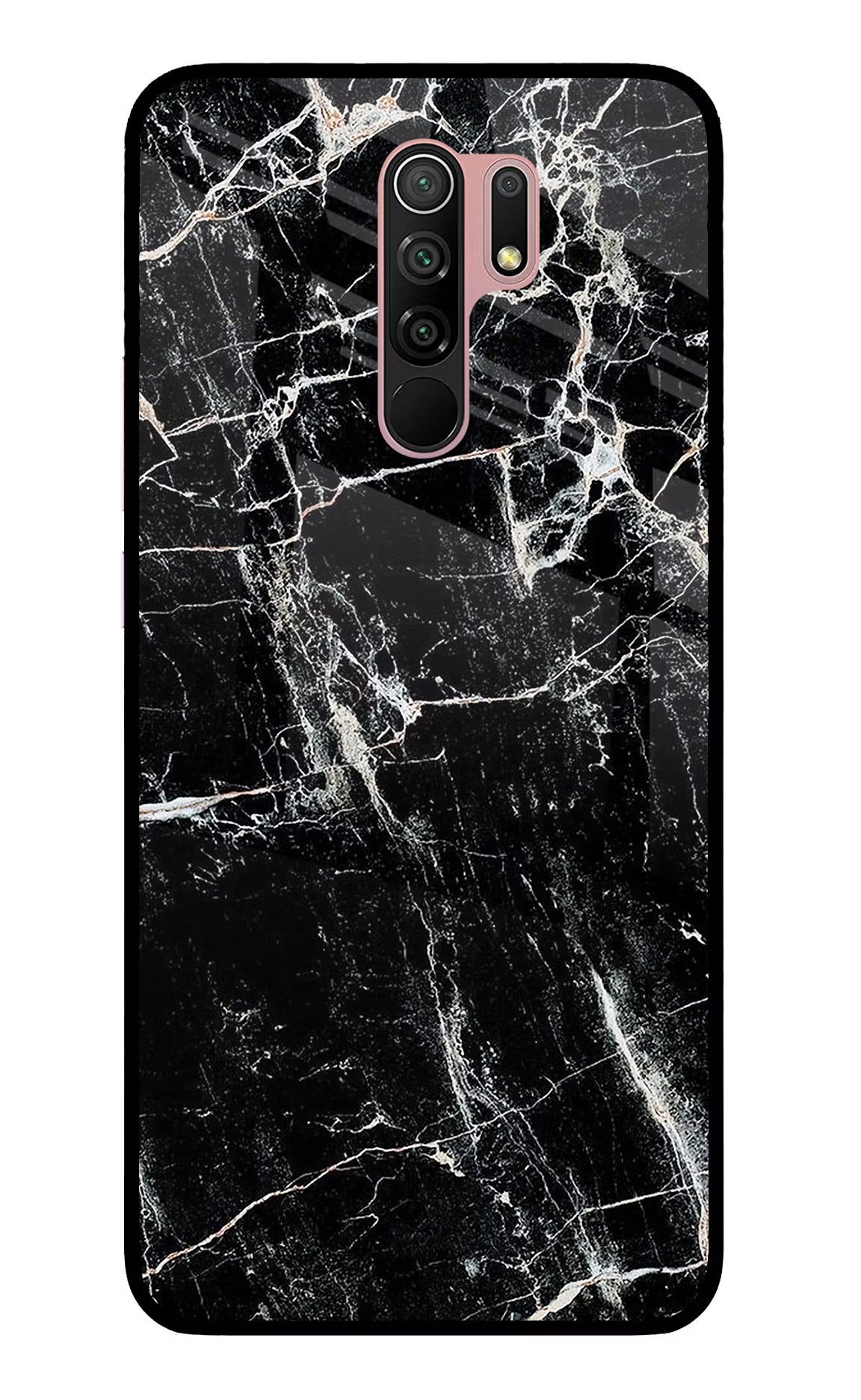 Black Marble Texture Redmi 9 Prime/Poco M2/M2 reloaded Glass Case Back Cover by Casekaro