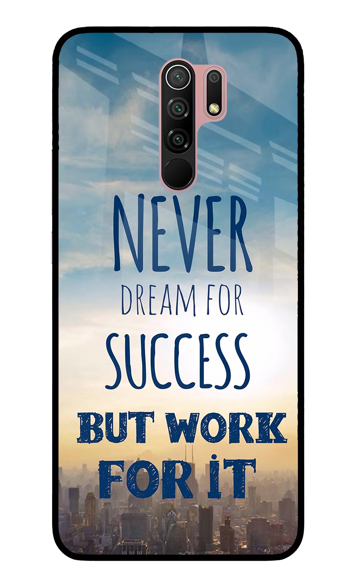 Never Dream For Success But Work For It Redmi 9 Prime/Poco M2/M2 reloaded Glass Case