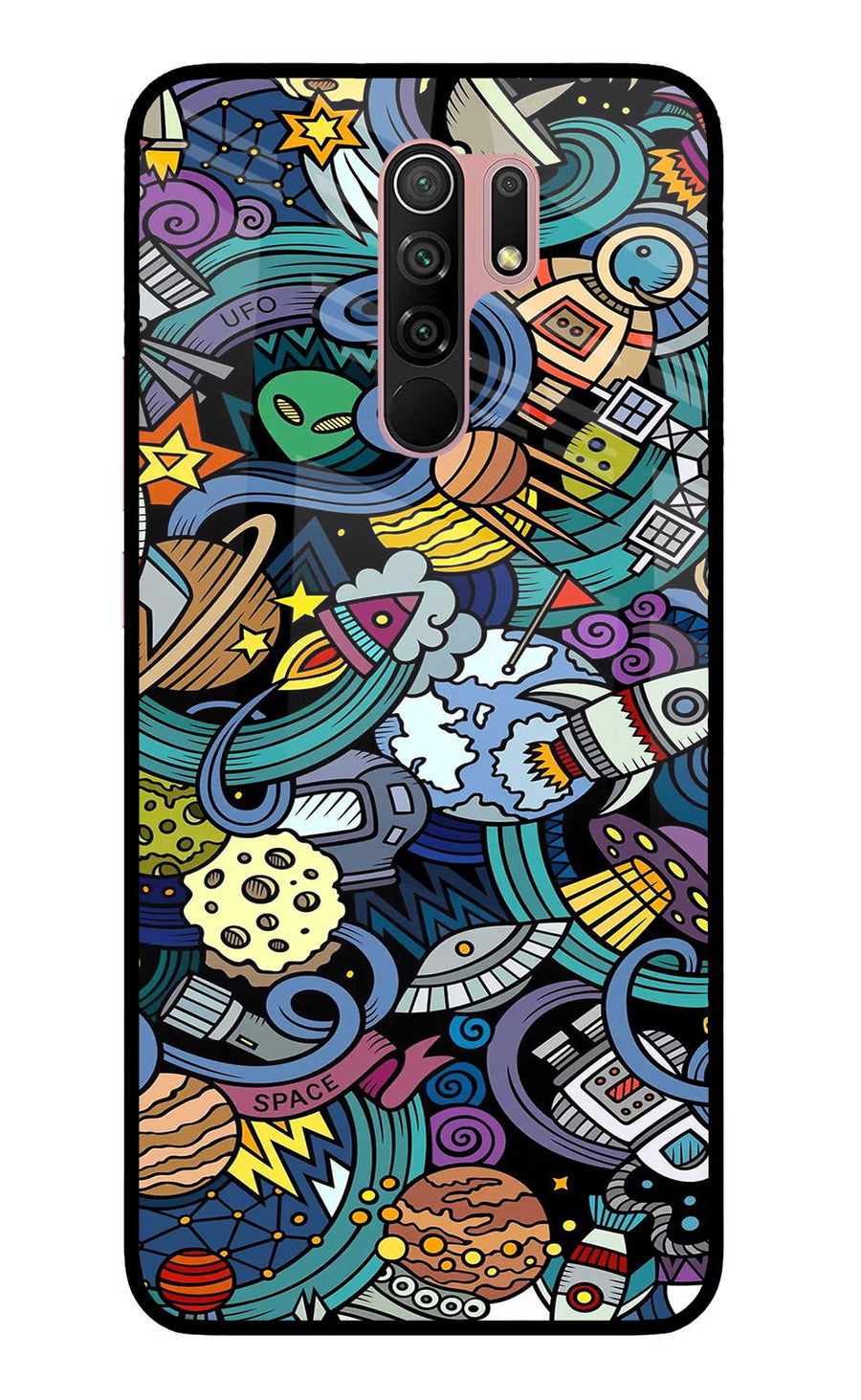 Space Abstract Redmi 9 Prime/Poco M2/M2 reloaded Back Cover, Glass case