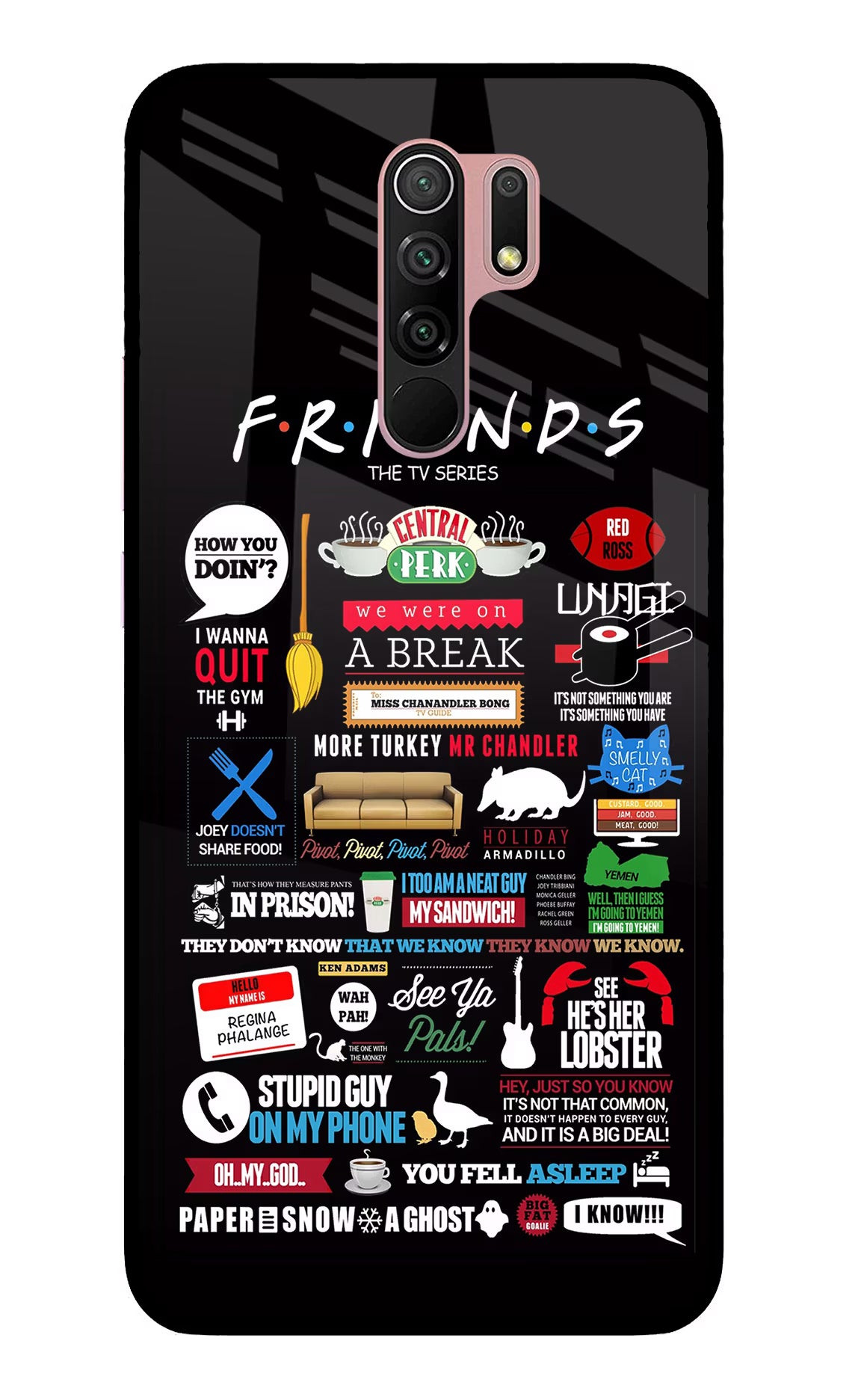 FRIENDS Redmi 9 Prime/Poco M2/M2 reloaded Glass Case Back Cover by Casekaro