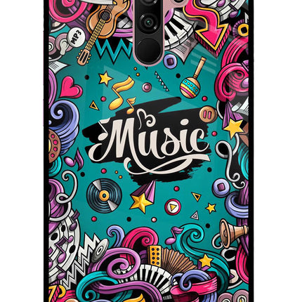 Music Graffiti Redmi 9 Prime/Poco M2/M2 reloaded Glass Case Back Cover by Casekaro