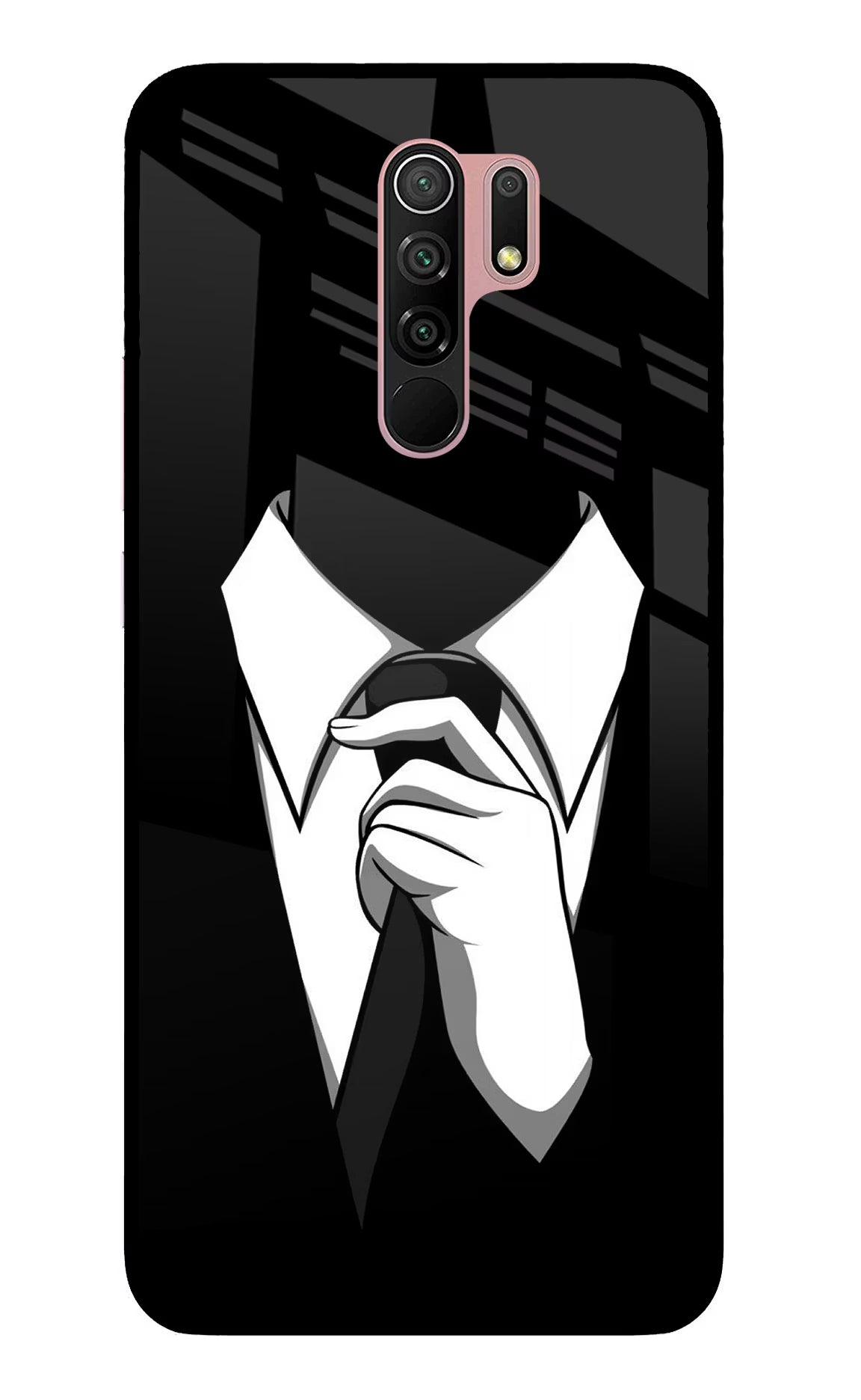 Black Tie Redmi 9 Prime/Poco M2/M2 reloaded Glass Case Back Cover by Casekaro