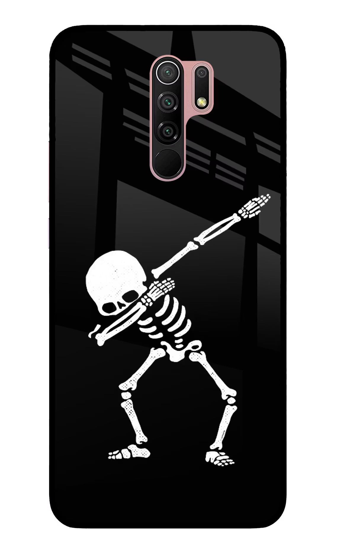 Dabbing Skeleton Art Redmi 9 Prime/Poco M2/M2 reloaded Glass Case Back Cover by Casekaro