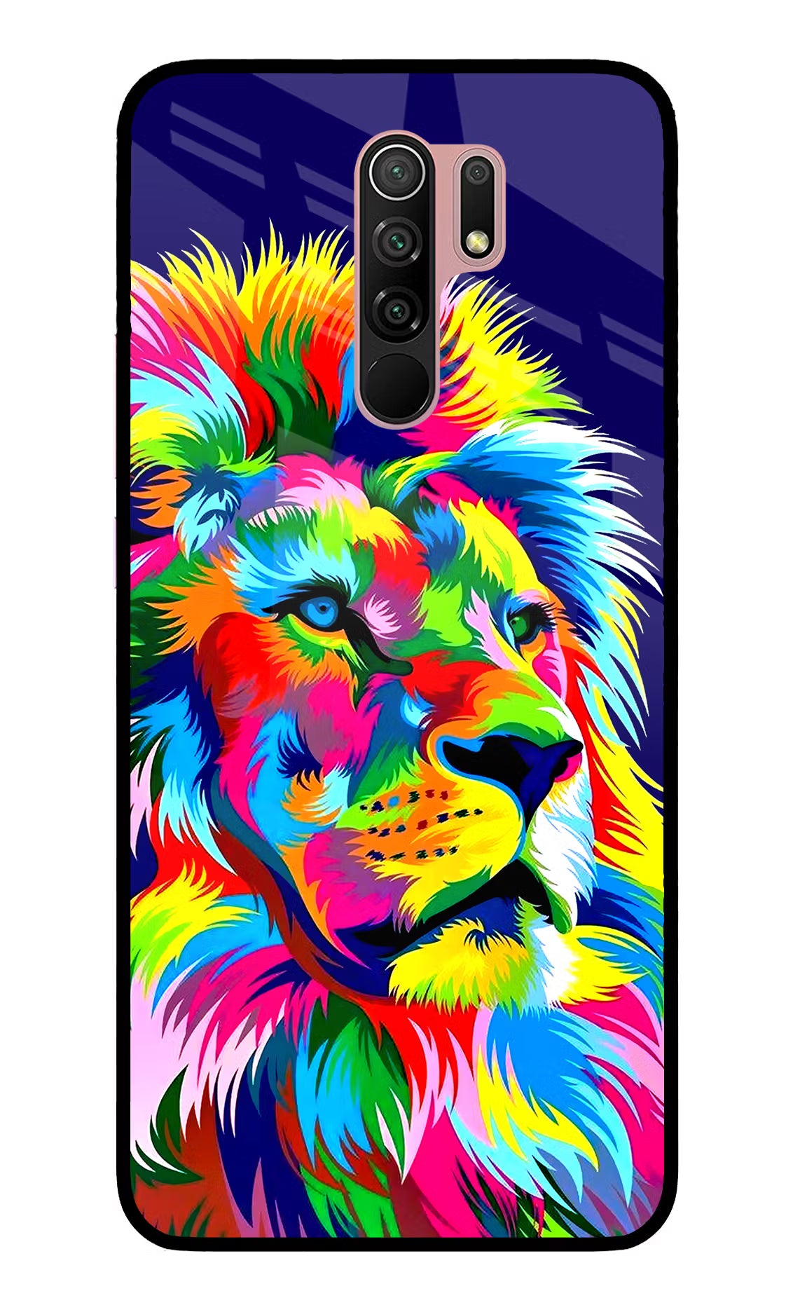 Vector Art Lion Redmi 9 Prime/Poco M2/M2 reloaded Glass Case Back Cover by Casekaro