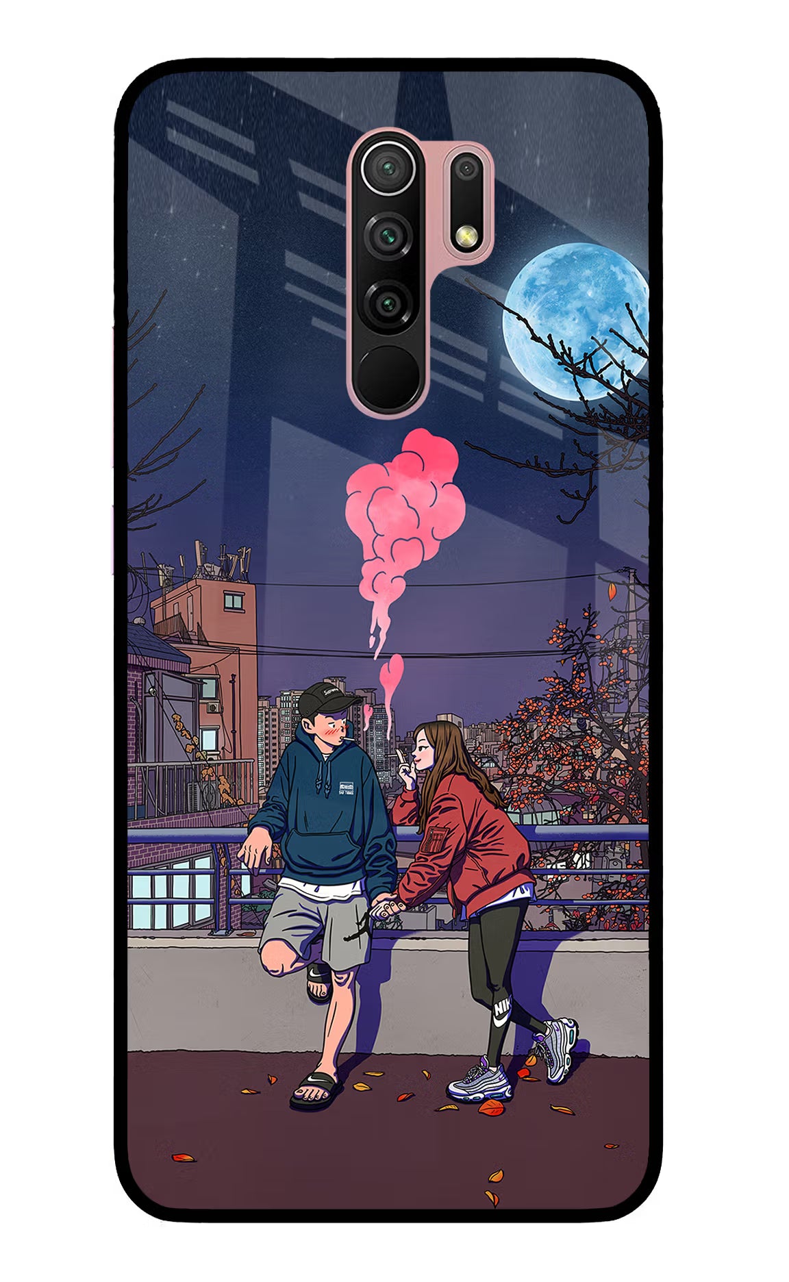 Chilling Couple Redmi 9 Prime/Poco M2/M2 reloaded Glass Case Back Cover by Casekaro