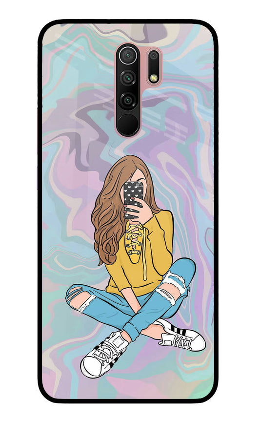 Selfie Girl Redmi 9 Prime/Poco M2/M2 reloaded Glass Case