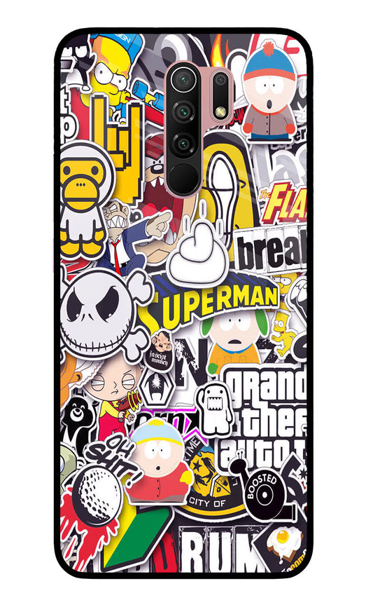 Sticker Bomb Redmi 9 Prime/Poco M2/M2 reloaded Glass Case