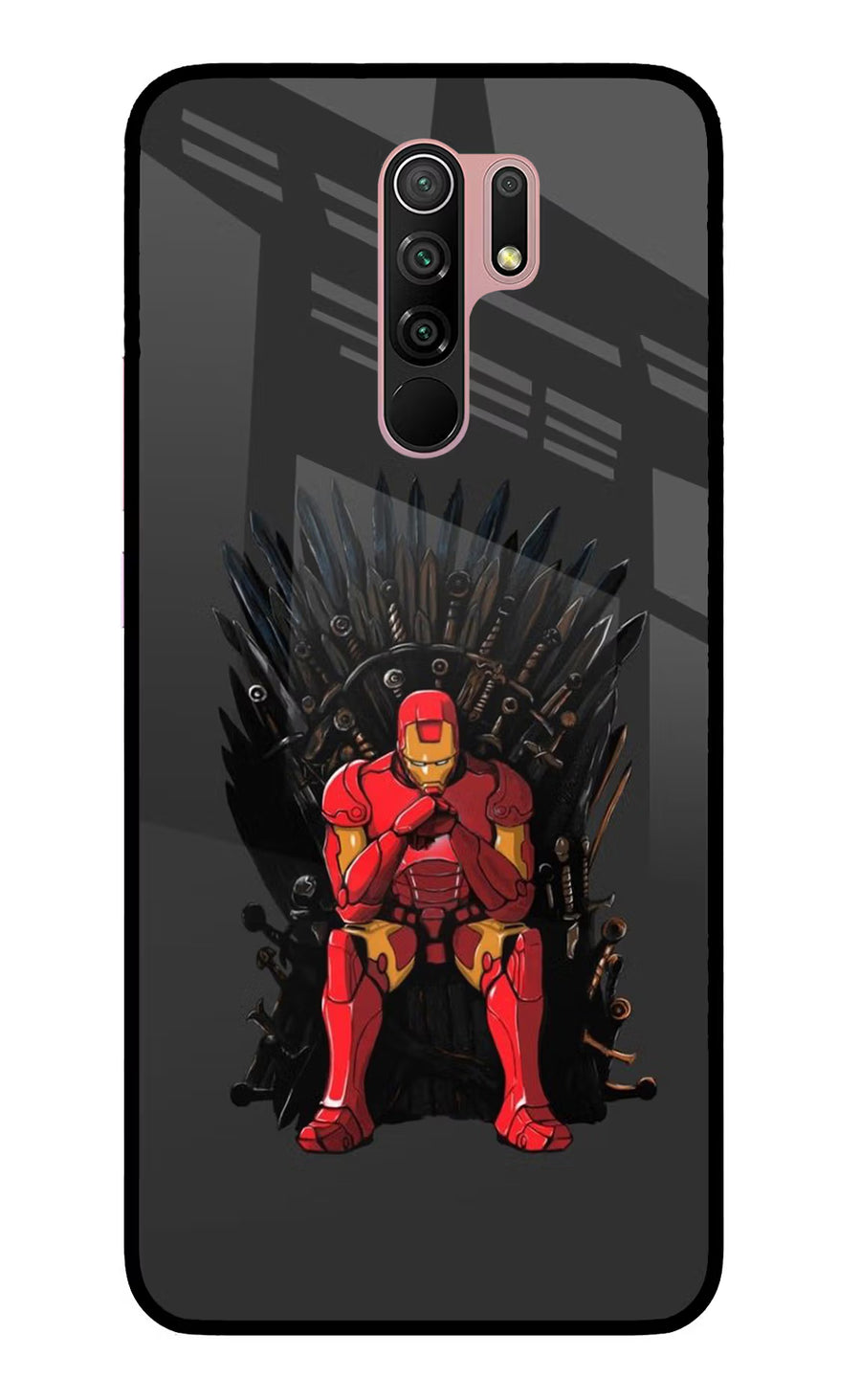 Ironman Throne Redmi 9 Prime/Poco M2/M2 reloaded Back Cover, Glass case