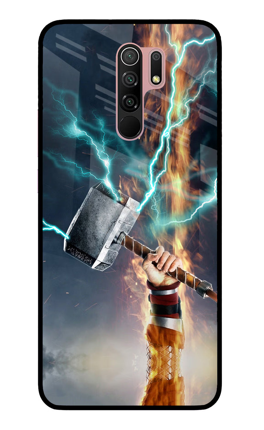 Thor Hammer Mjolnir Redmi 9 Prime/Poco M2/M2 reloaded Back Cover, Glass case