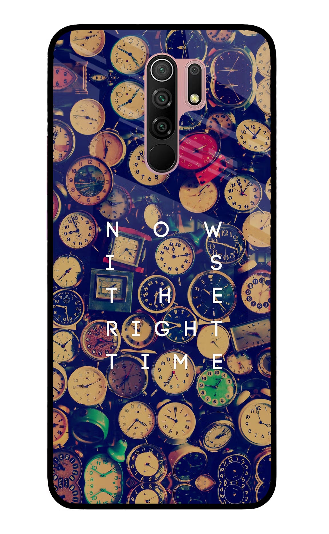 Now is the Right Time Quote Redmi 9 Prime/Poco M2/M2 reloaded Glass Case Back Cover by Casekaro