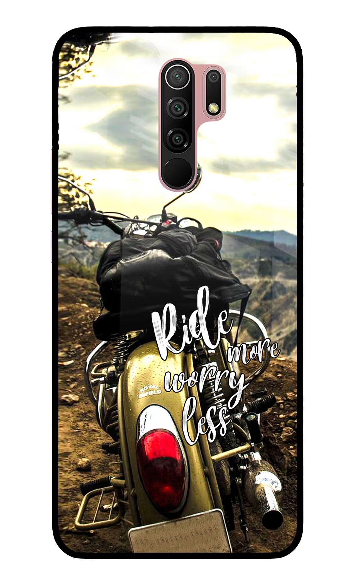 Ride More Worry Less Redmi 9 Prime/Poco M2/M2 reloaded Glass Case Back Cover by Casekaro