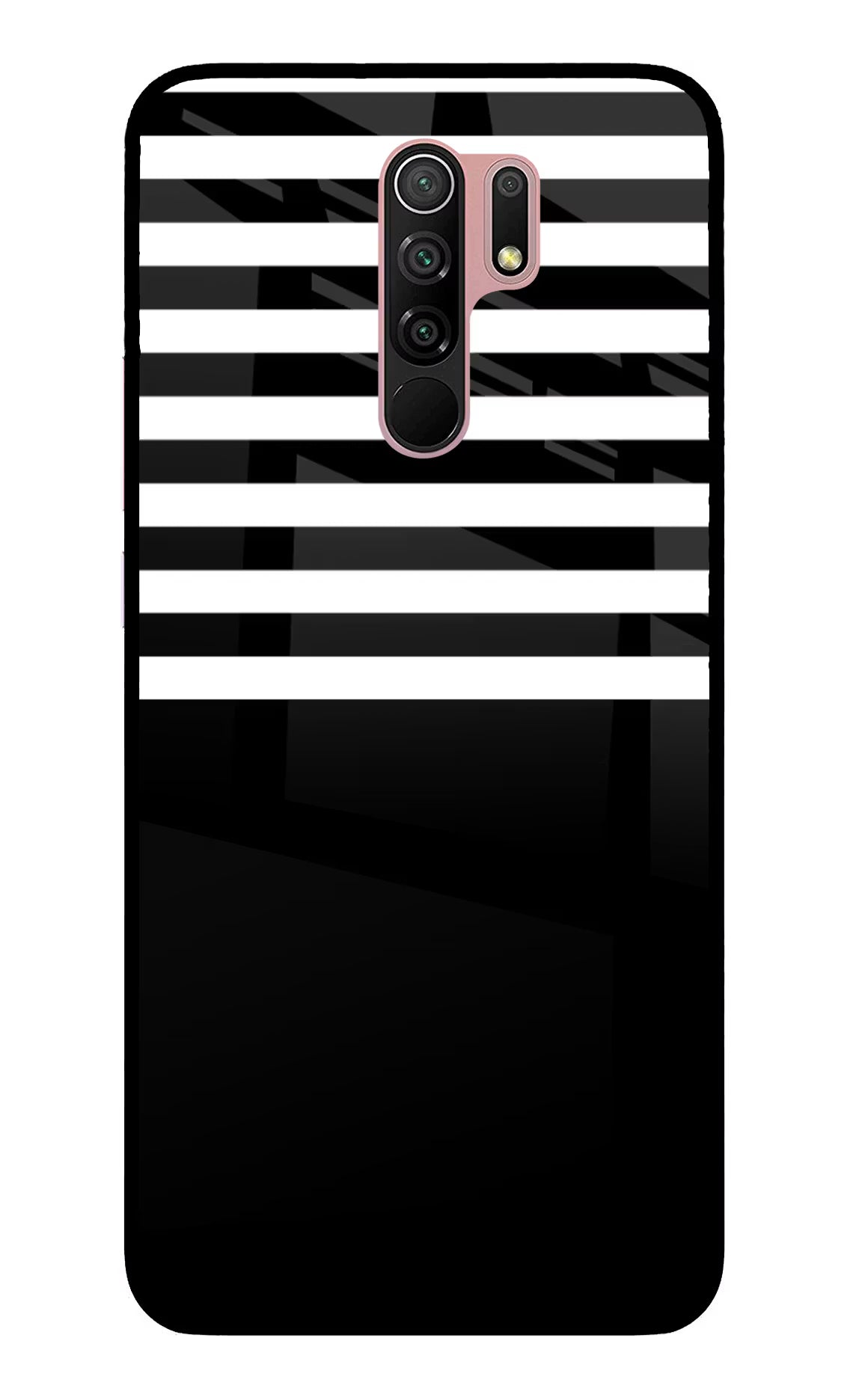 Black and White Print Redmi 9 Prime/Poco M2/M2 reloaded Glass Case Back Cover by Casekaro
