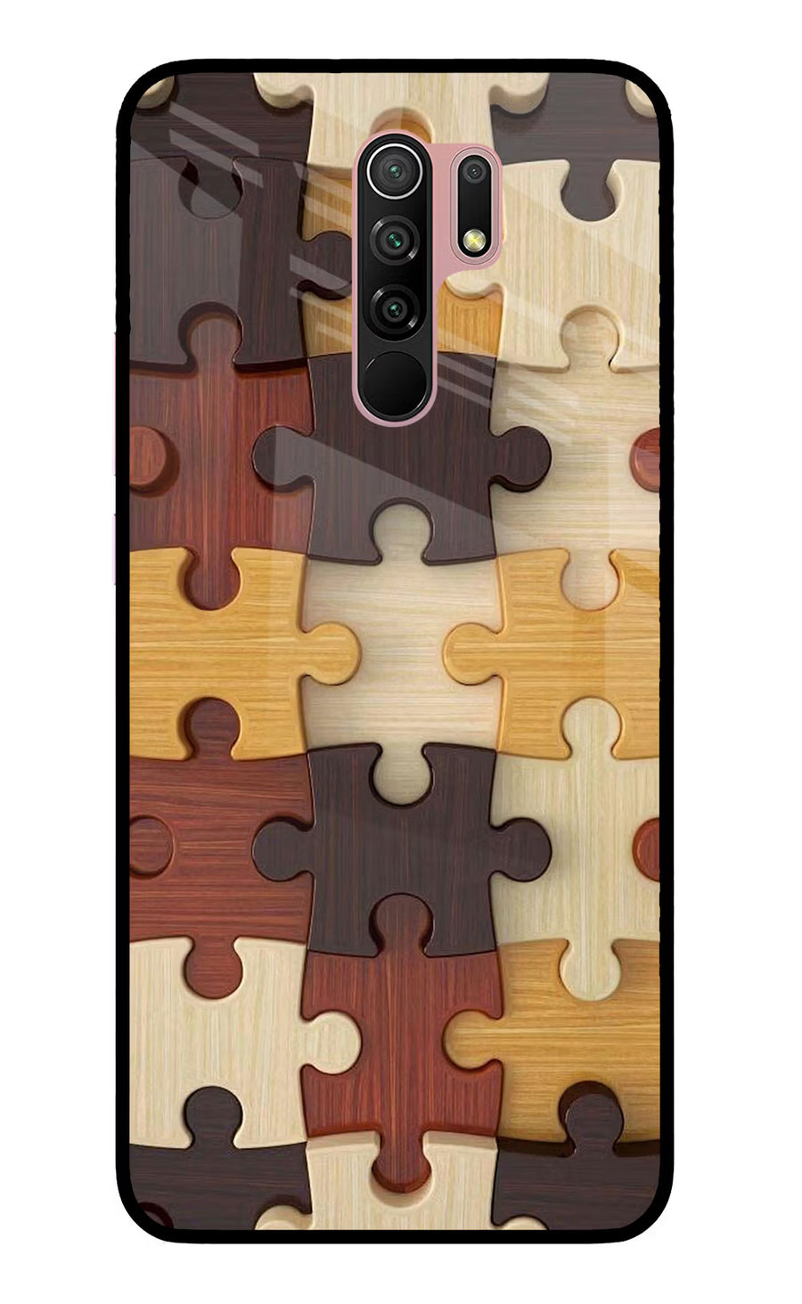 Wooden Puzzle Redmi 9 Prime/Poco M2/M2 reloaded Back Cover, Glass case