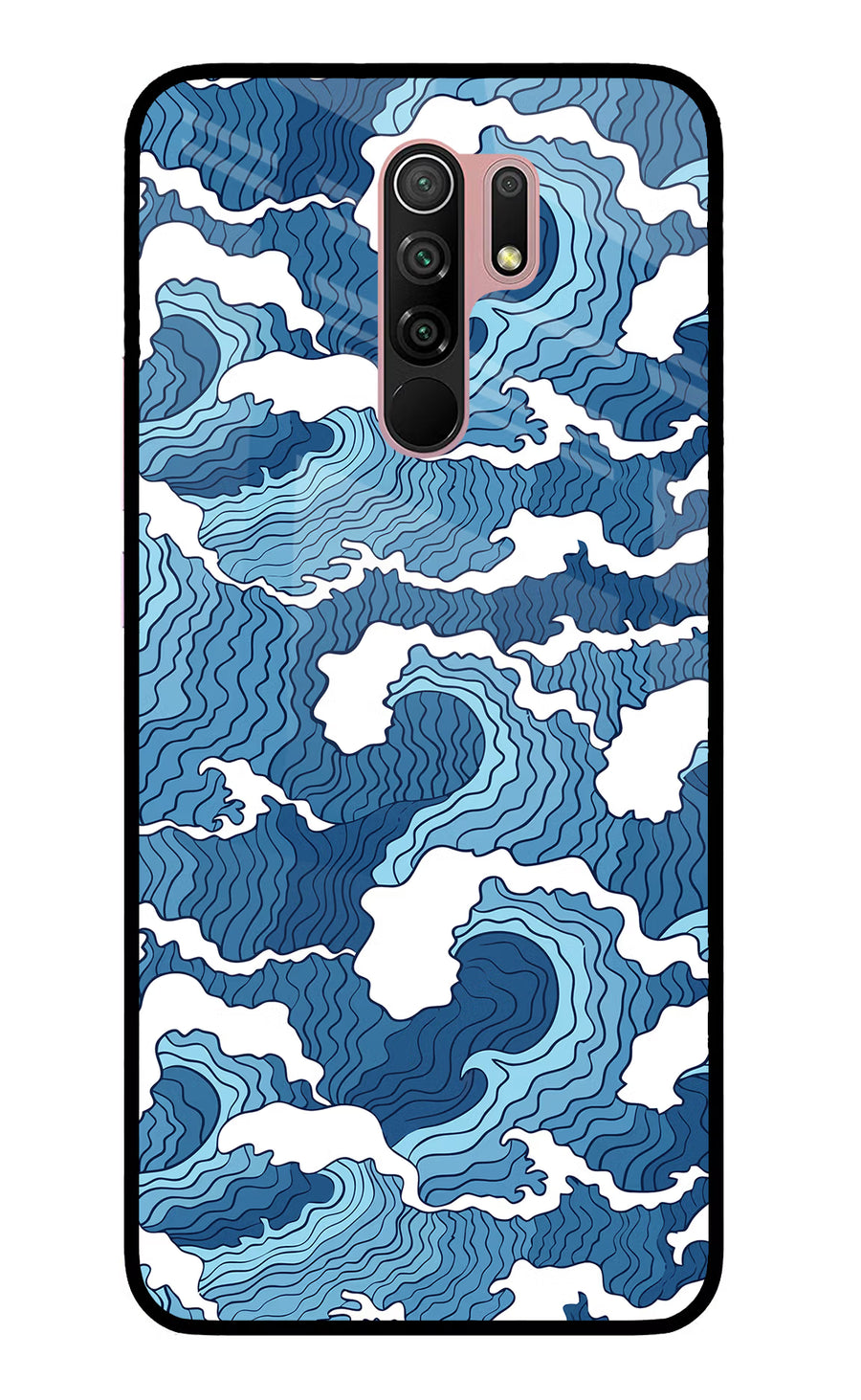 Blue Waves Redmi 9 Prime/Poco M2/M2 reloaded Back Cover, Glass case