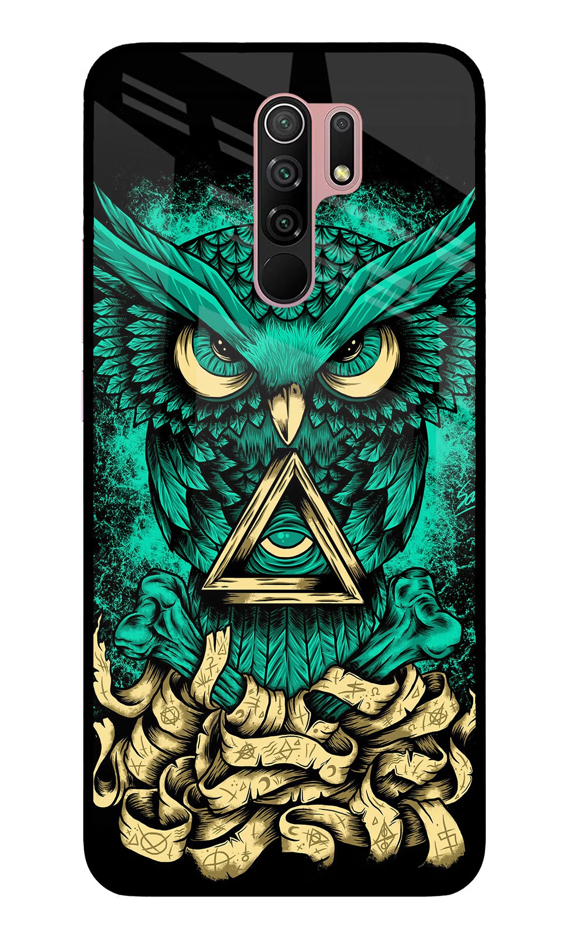 Green Owl Redmi 9 Prime/Poco M2/M2 reloaded Glass Case Back Cover by Casekaro