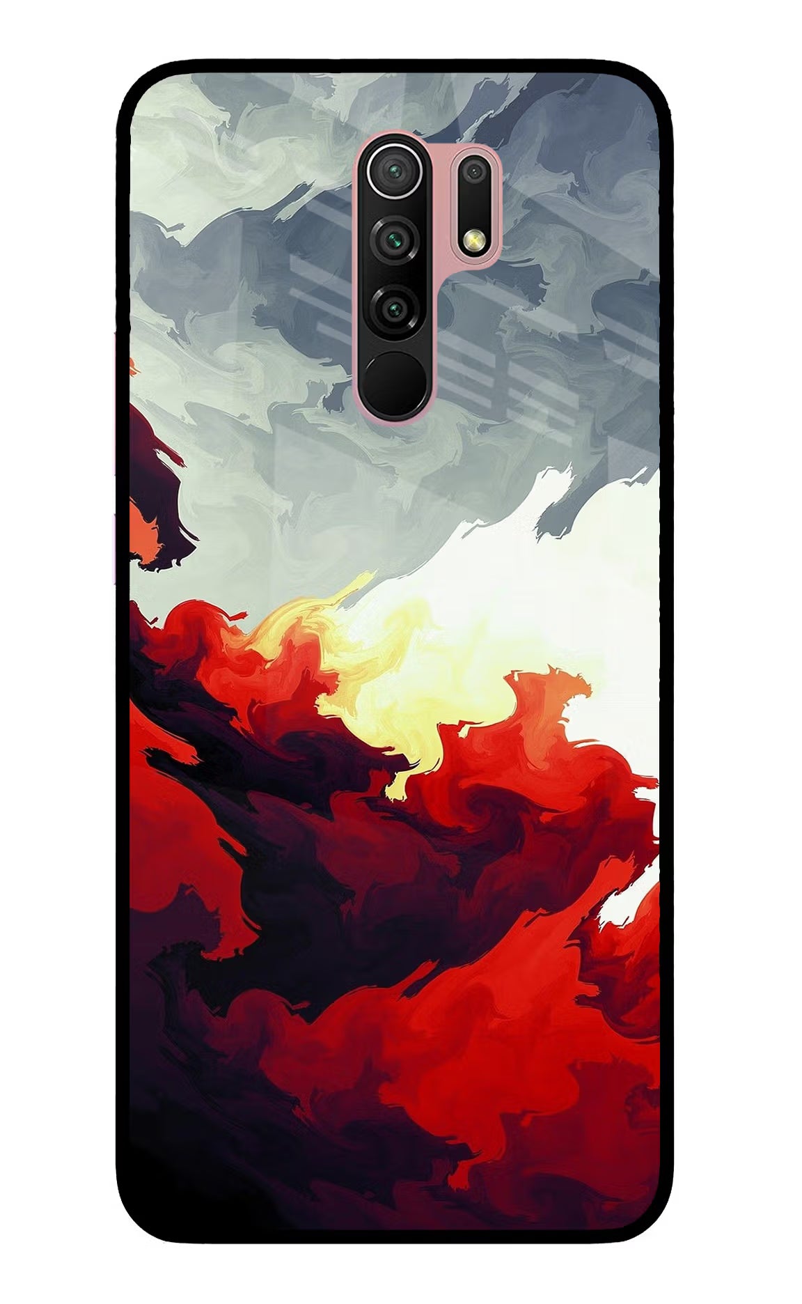 Fire Cloud Redmi 9 Prime/Poco M2/M2 reloaded Glass Case Back Cover by Casekaro
