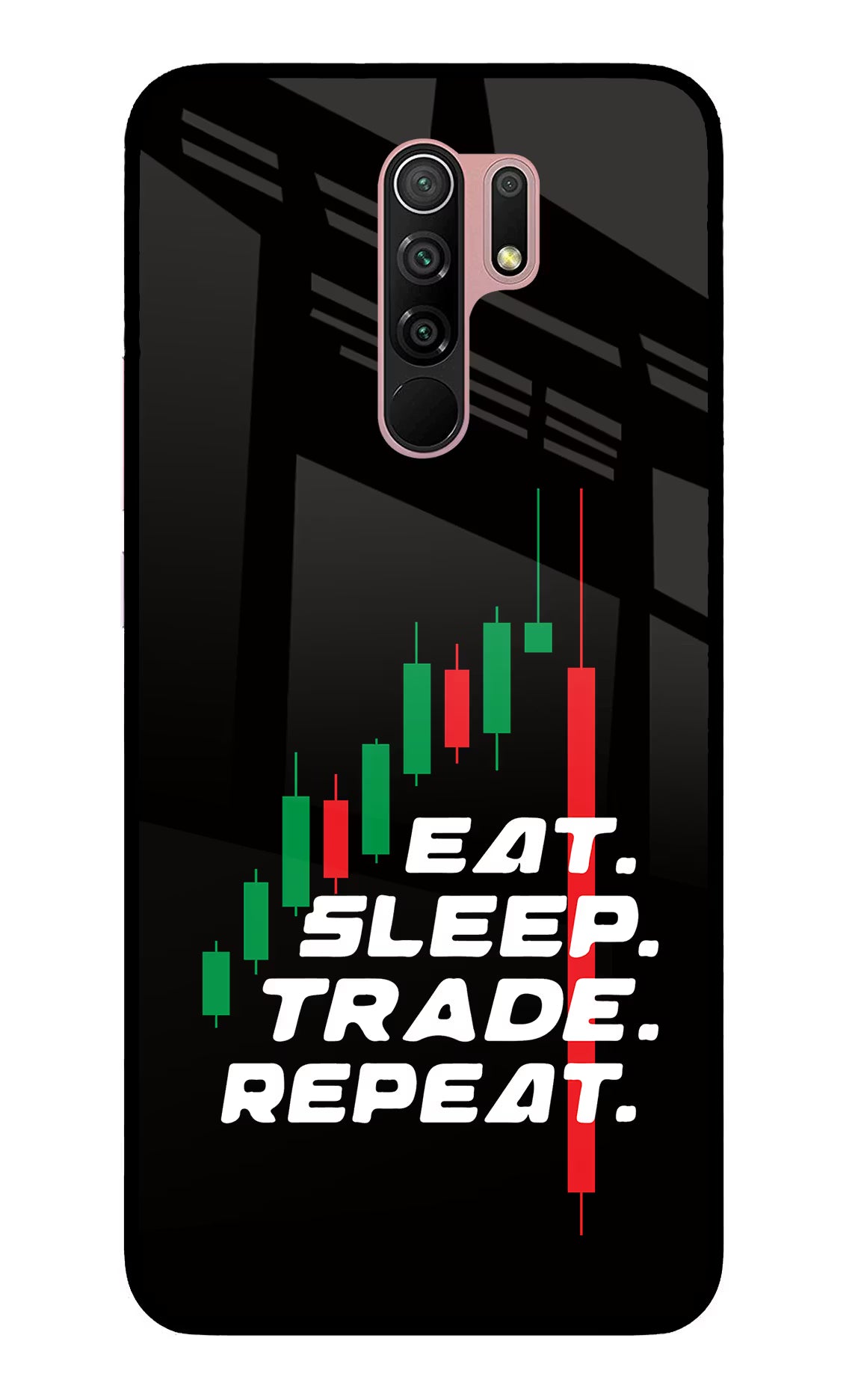 Eat Sleep Trade Repeat Redmi 9 Prime/Poco M2/M2 reloaded Glass Case