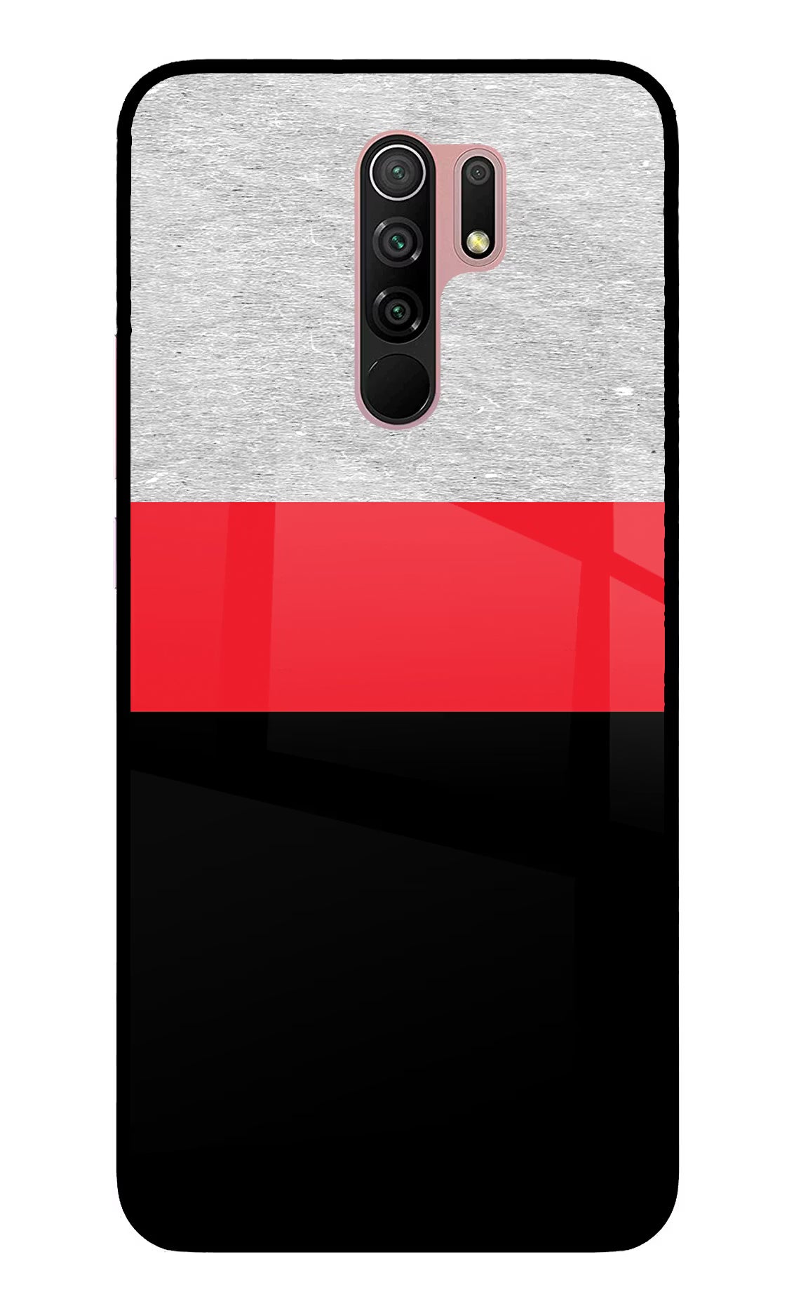 Tri Color Pattern Redmi 9 Prime/Poco M2/M2 reloaded Glass Case Back Cover by Casekaro