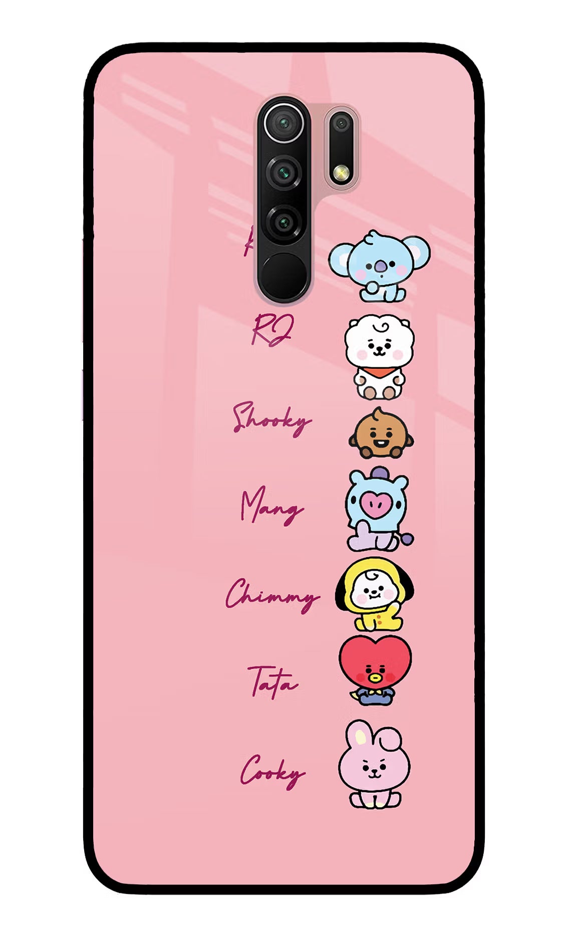 BTS names Redmi 9 Prime/Poco M2/M2 reloaded Glass Case