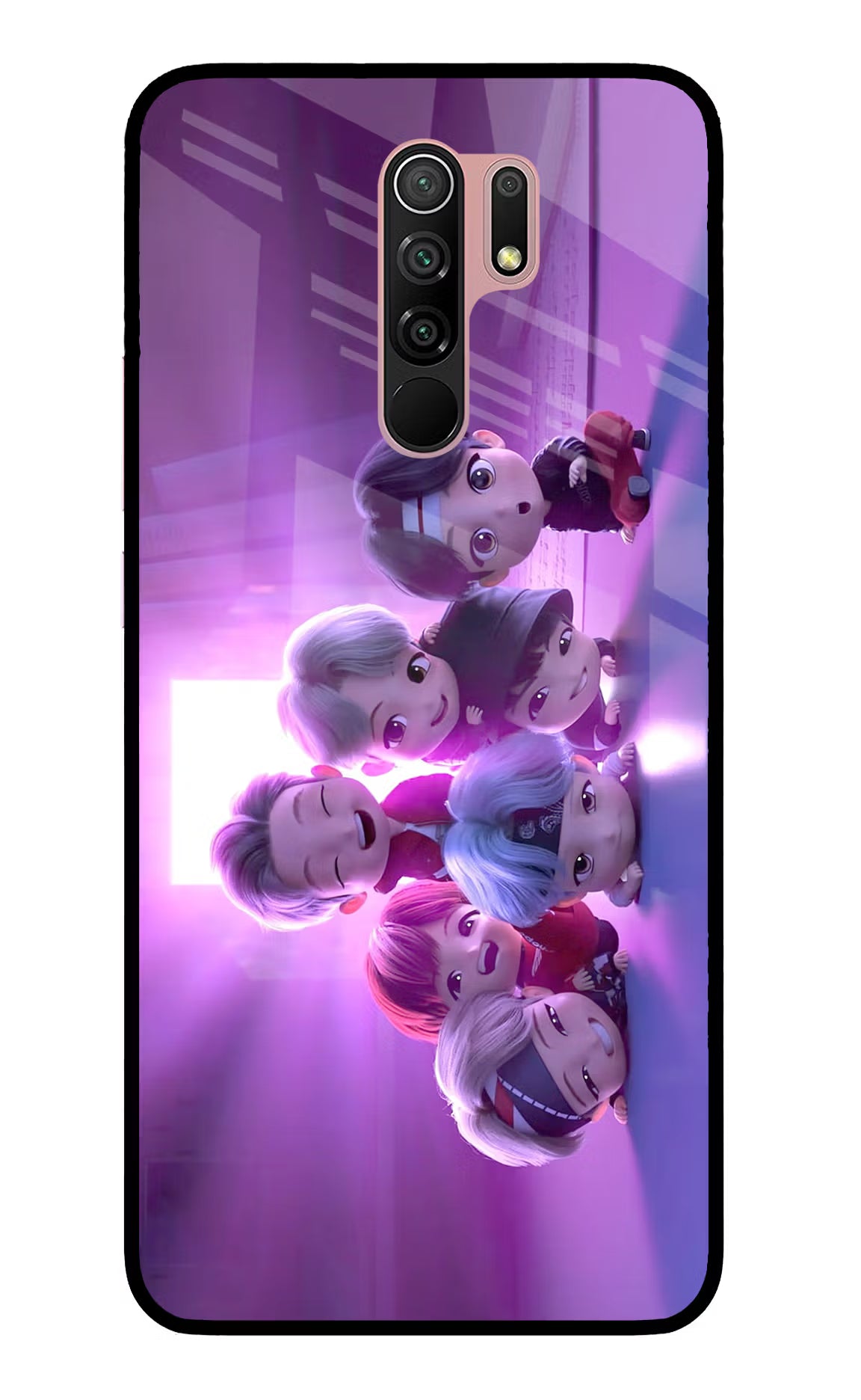BTS Chibi Redmi 9 Prime/Poco M2/M2 reloaded Glass Case Back Cover by Casekaro