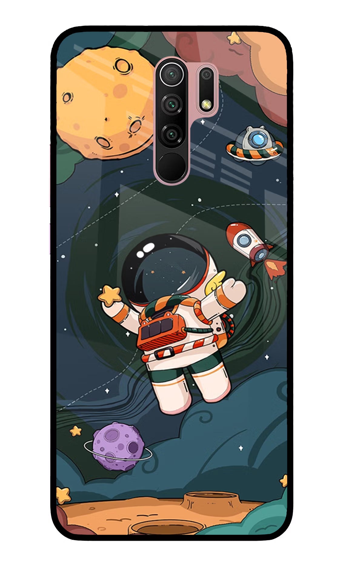 Cartoon Astronaut Redmi 9 Prime/Poco M2/M2 reloaded Glass Case