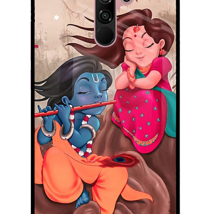 Radhe Krishna Redmi 9 Prime/Poco M2/M2 reloaded Glass Case Back Cover by Casekaro