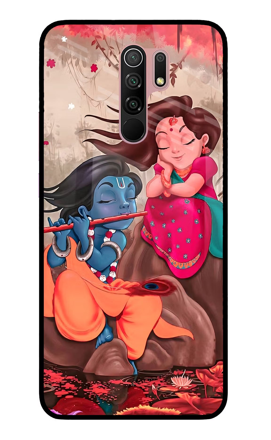 Radhe Krishna Redmi 9 Prime/Poco M2/M2 reloaded Glass Case Back Cover by Casekaro
