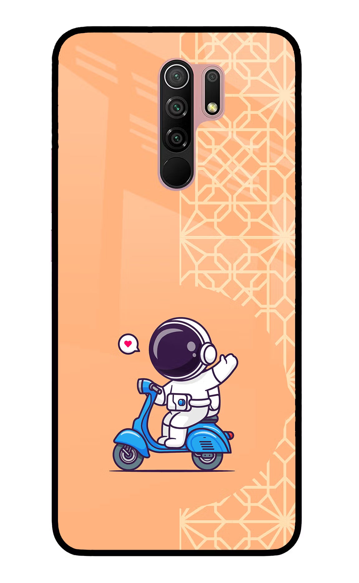 Cute Astronaut Riding Redmi 9 Prime/Poco M2/M2 reloaded Glass Case Back Cover by Casekaro