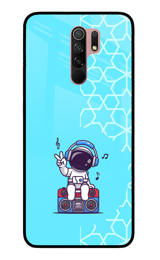 Cute Astronaut Chilling Redmi 9 Prime/Poco M2/M2 reloaded Glass Case