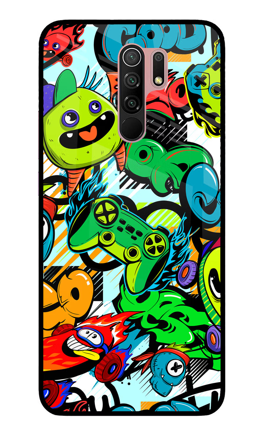 Game Doodle Redmi 9 Prime/Poco M2/M2 reloaded Back Cover, Glass case