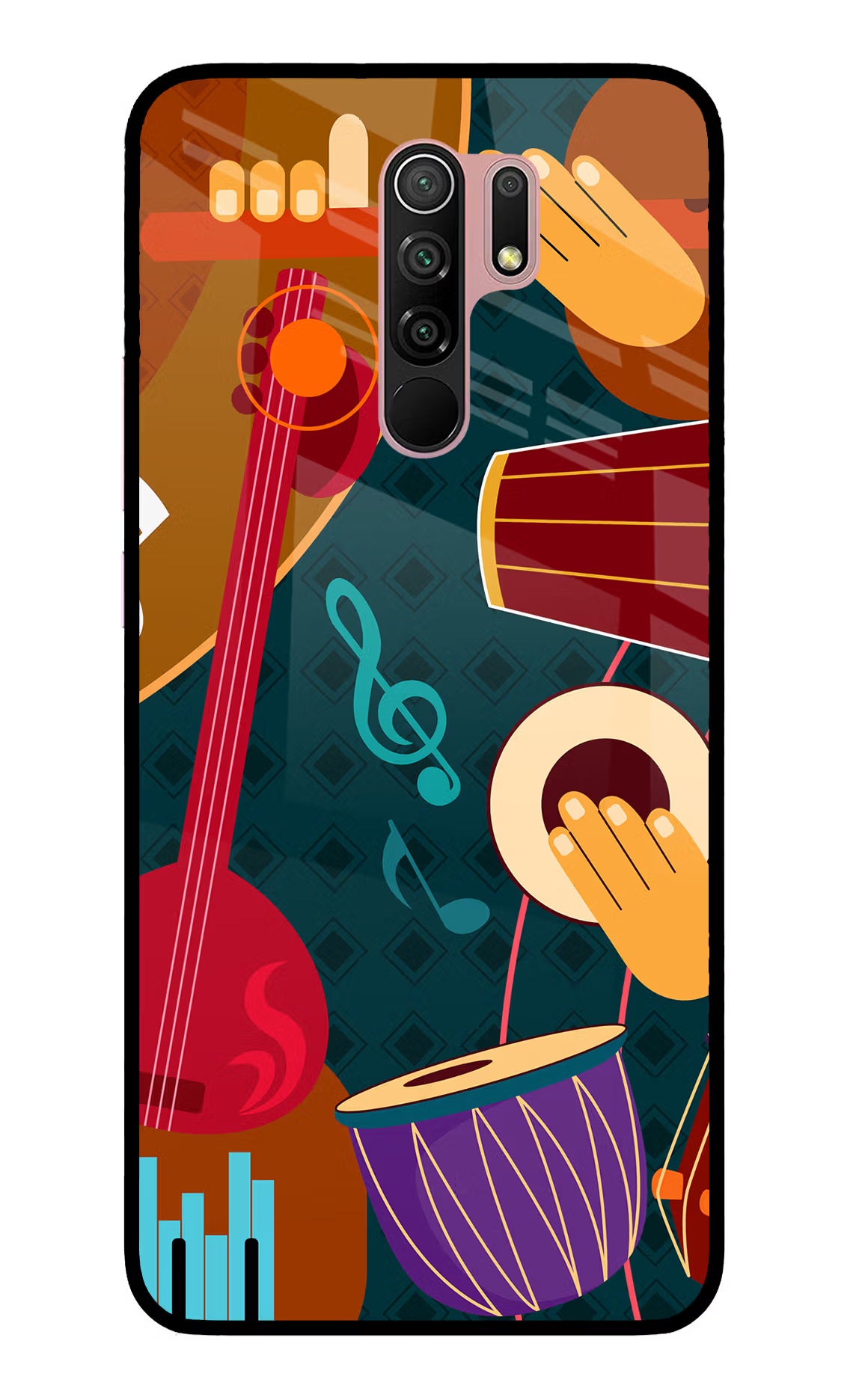 Music Instrument Redmi 9 Prime/Poco M2/M2 reloaded Glass Case Back Cover by Casekaro