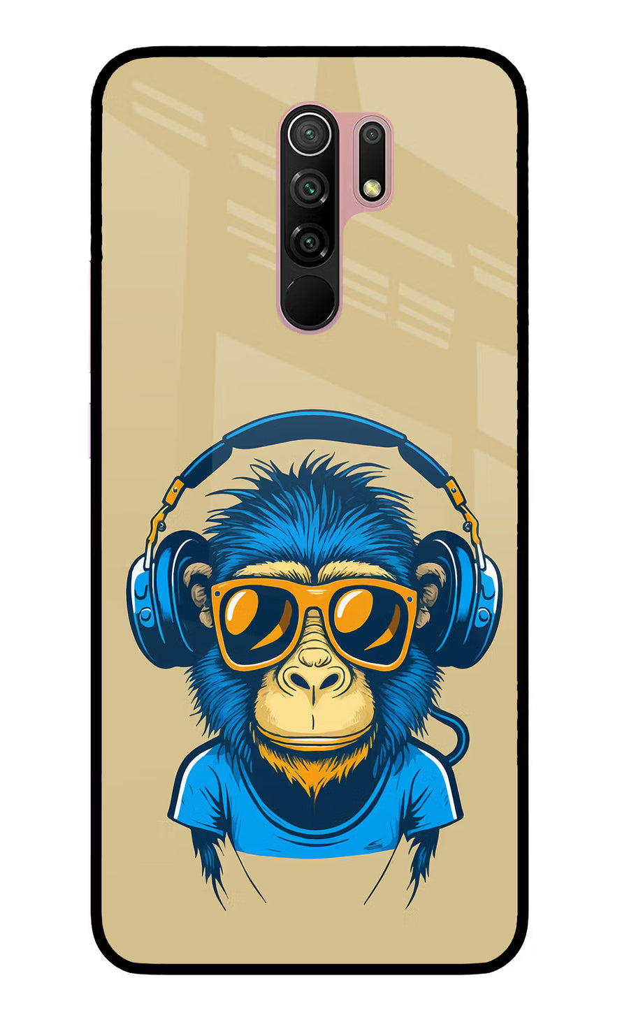Monkey Headphone Redmi 9 Prime/Poco M2/M2 reloaded Back Cover, Glass case