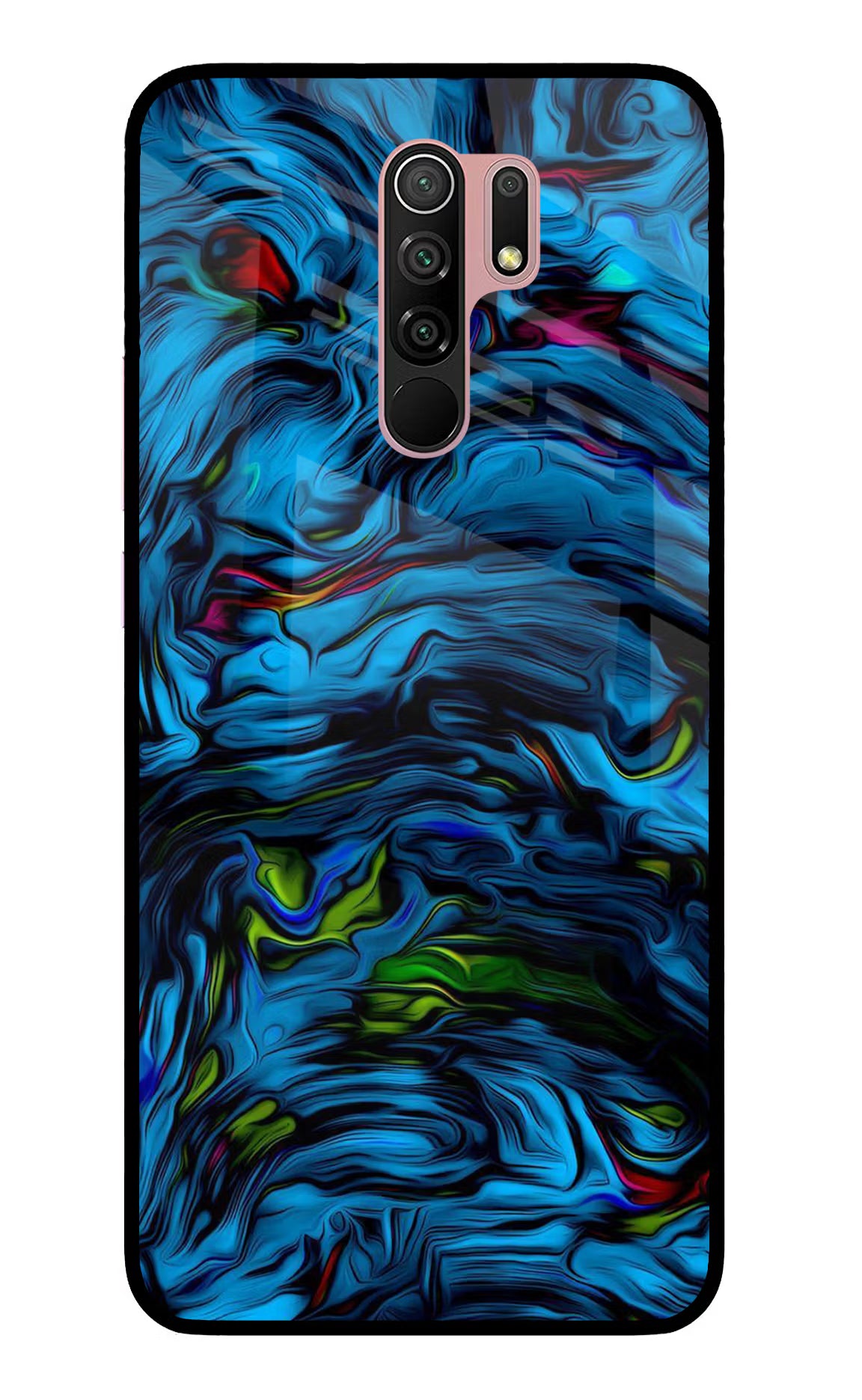 Dark Blue Abstract Redmi 9 Prime/Poco M2/M2 reloaded Glass Case Back Cover by Casekaro