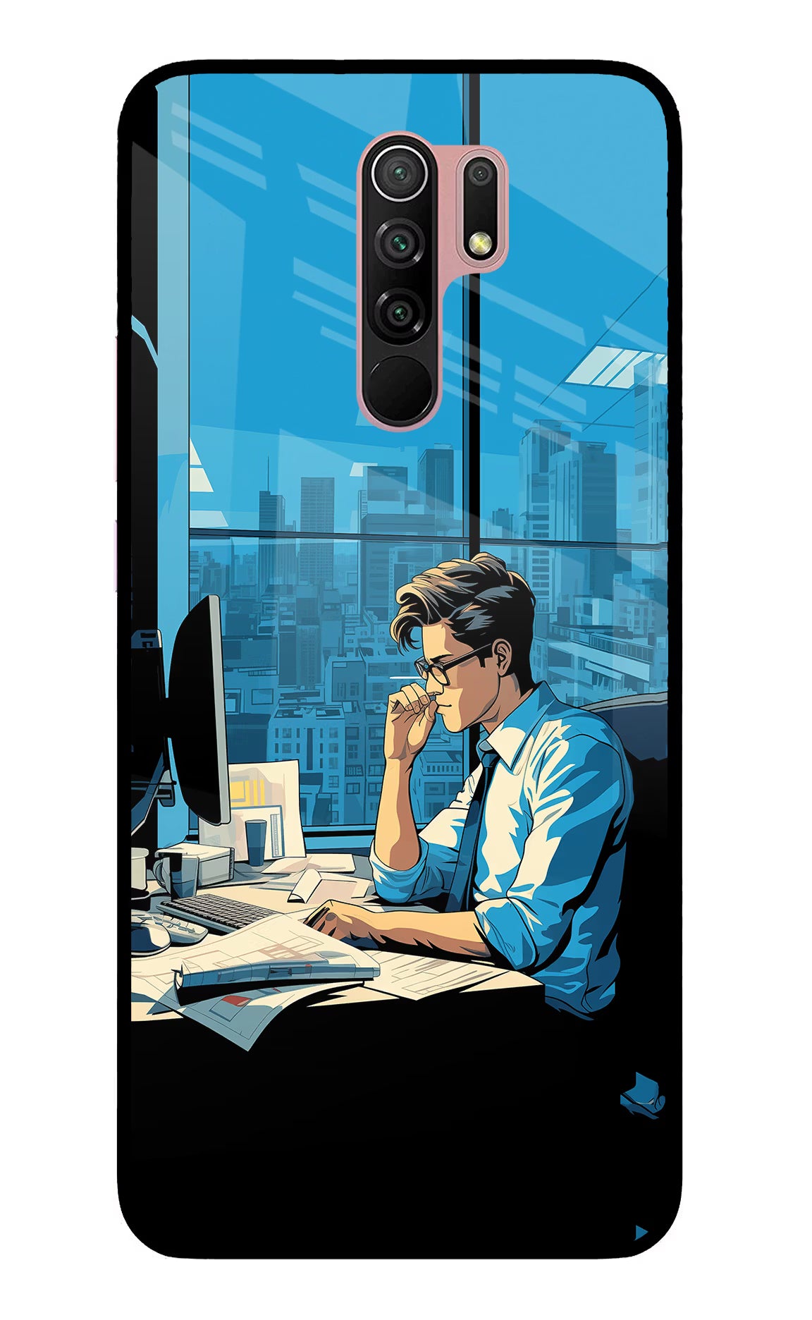 Focused Hustler (AI Generated) Redmi 9 Prime/Poco M2/M2 reloaded Glass Case