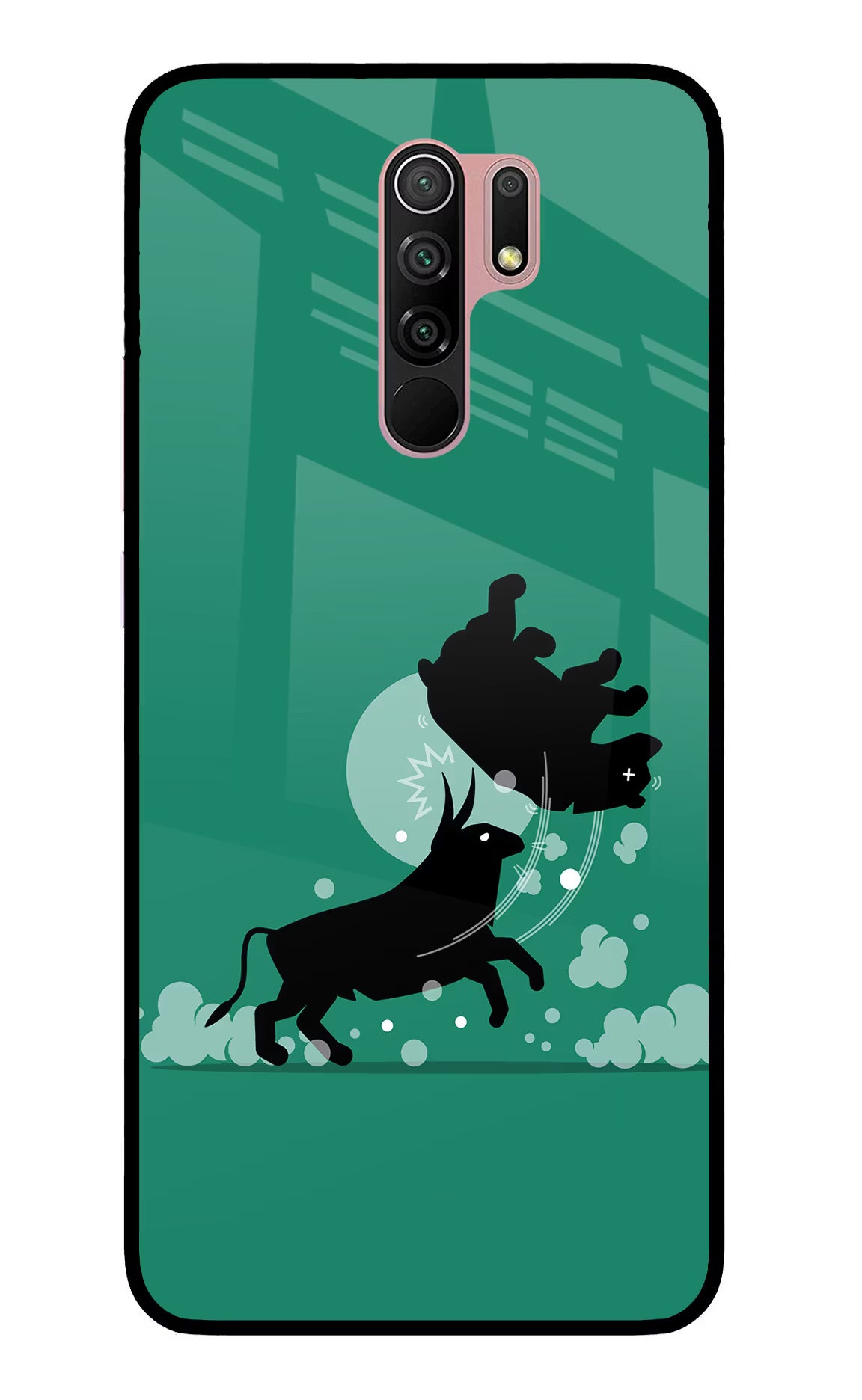 Bull Conqueror Redmi 9 Prime/Poco M2/M2 reloaded Glass Case Back Cover by Casekaro